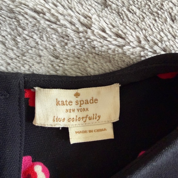kate spade Black Top with Pink and Red Floral Accents - Picture 4 of 5